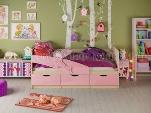 Детская кровать Дельфин-глянец розовый (Миф)